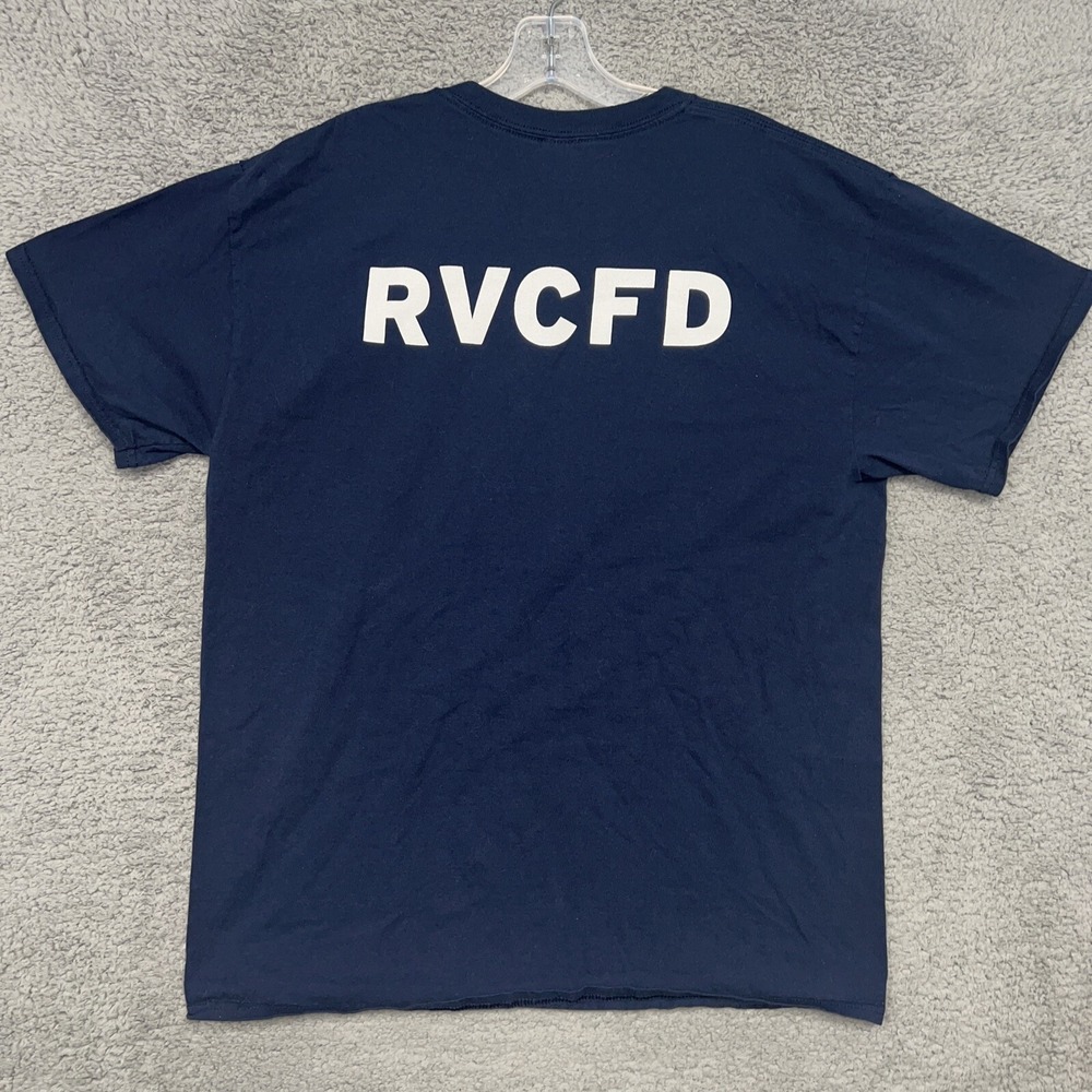 VTG Rockville Center NY Fire Dept T Shirt Men's XL Blue Defender Long Island Tee